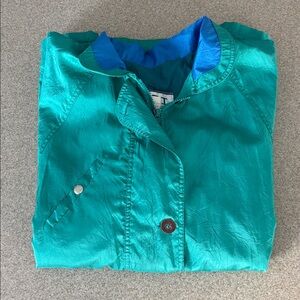 IZZI Women’s L Vintage Windbreaker Jacket, green with blue accents
